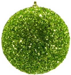 BALL GLITTER-3D 125MM GREEN CHARTREUSE
