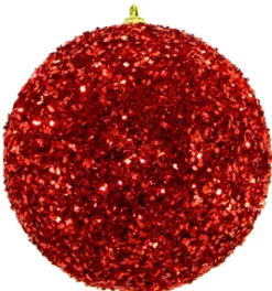 BALL GLITTER-3D 125MM RED