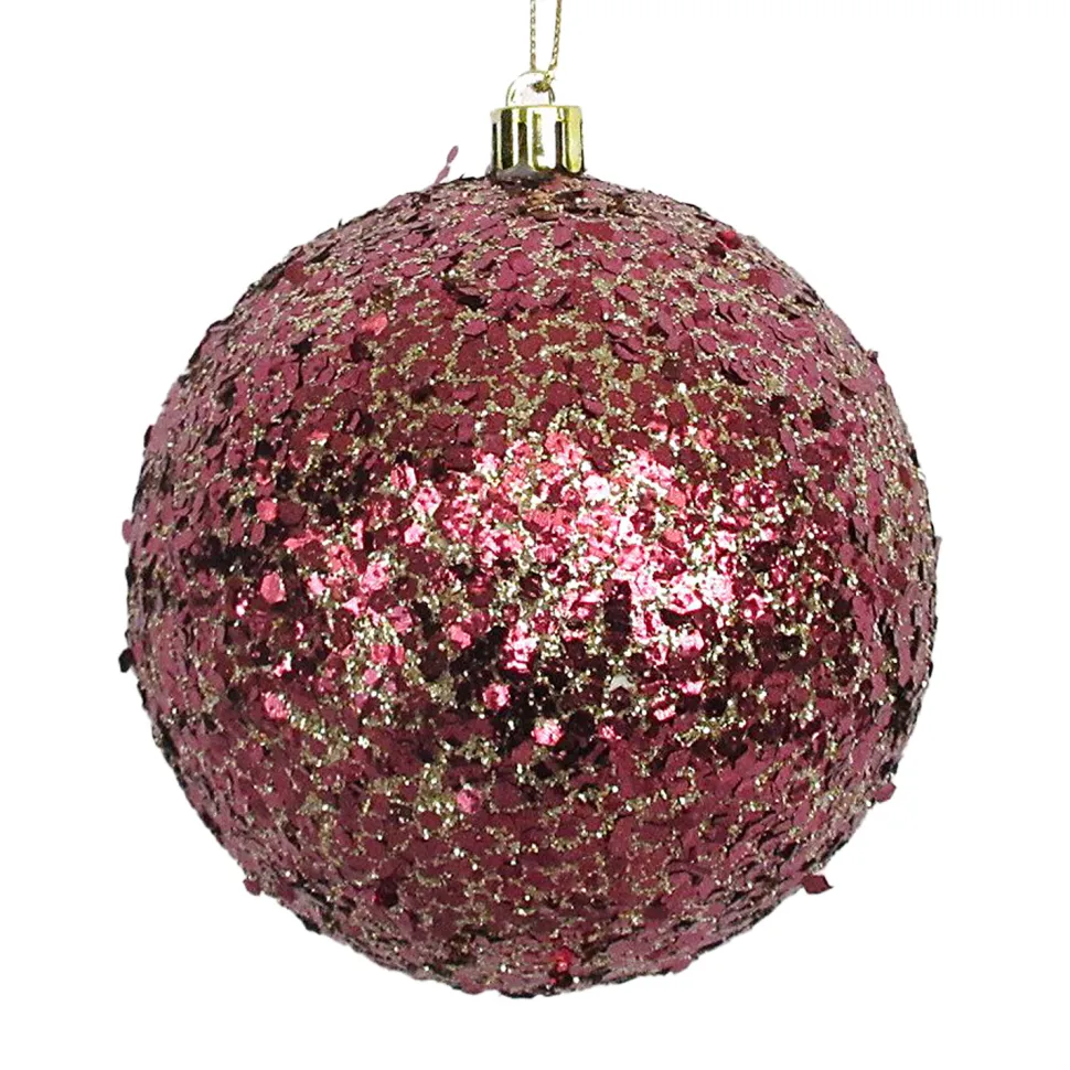 BALL GLITTER-MIXED 100MM BOYSENBERRYW/ GOLD