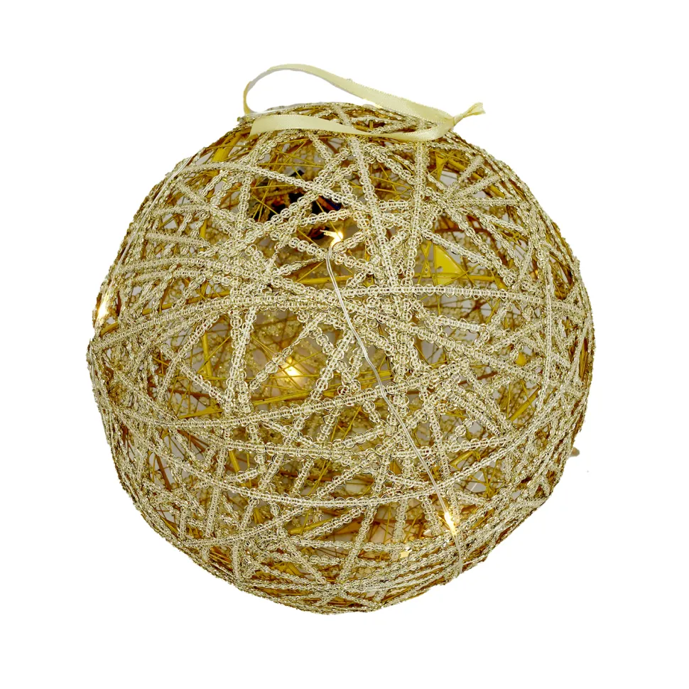 BALL GOLD SEQUIN ROPE 10″ LED LIGHTS B/O CLEAR/ CHAMPAGNE