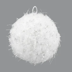 BALL MEATL WIRE/ SNOW 5″ WHITE SPARKLE