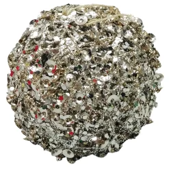 BALL METAL WIRE/ FARN 100MM CHAMPAGNE SEQUIN & GLITTER