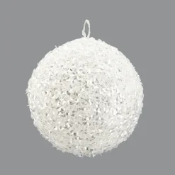 BALL METAL WIRE/ GLITTER 150MM WHITE