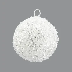 BALL METAL WIRE/ GLITTER 125MM WHITE GLITTER