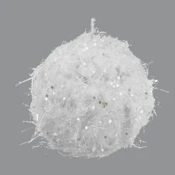 BALL METAL WIRE/ SNOW 4″ WHITE SPARKLE