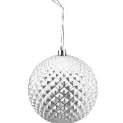 BALL 100MM DIAMOND RAISED MATT SILVER