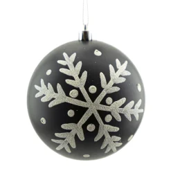 BALL 100MM MATT BLACK W/WHT SNOWFLAKE PATTERN