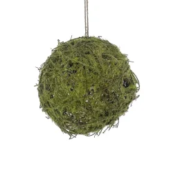 BALL MOSS/ TWIG 4″ GREEN W/ RATTAN
