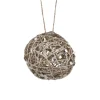 BALL NATURAL RATTAN/ GLTR 4″ W/ CHAMP. GLITTER