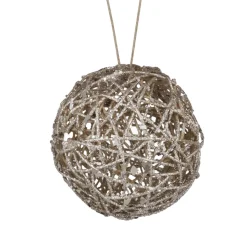 BALL NATURAL RATTAN/ GLTR 5″ W/ CHAMP GLITTER