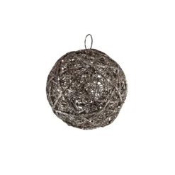 BALL NATURAL VINE 5″ BROWN W/SILVER GLITTER