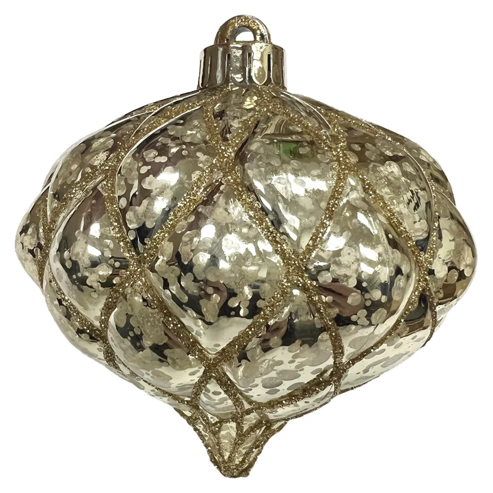 BALL ONION 4.5″ SHINY GOLD DIAMOND PT. W/ GOLD GLTR.