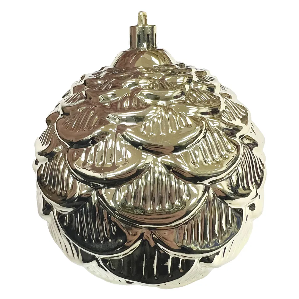 BALL PINECONE LOOK 100MM SHINY GOLD