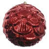BALL PINECONE LOOK 100MM SHINY RED