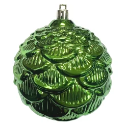 BALL PINECONE LOOK 100MM SHINY GREEN