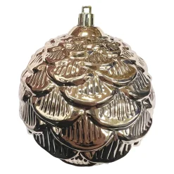 BALL PINECONE LOOK 100MM SHINY ROSE GOLD