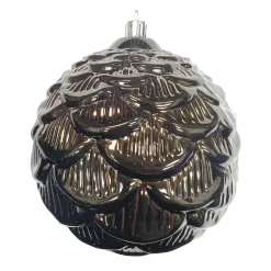 BALL PINECONE LOOK 100MM SHINY CHOCOLATE