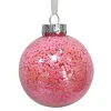 BALL PINK 80MM CLEAR W/ INSIDE GLITTER