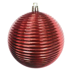 BALL RIBBED 100MM SHINY RED
