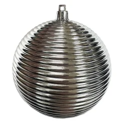 BALL RIBBED 100MM SHINY SILVER