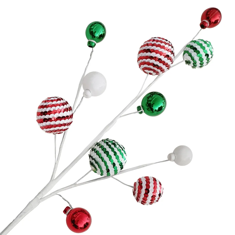 BALL SPRAY MIXED 23″X11 RED/ GREEN/ WHITE SEQUIN