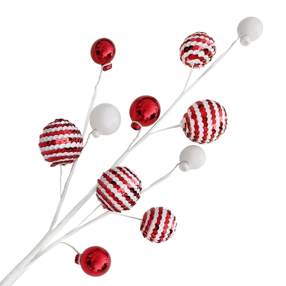 BALL SPRAY MIXED 23″X11 RED/ WHITE SEQUIN