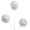 BALL SPRAY 26″X3.5X3 WHITE/SILVER SEQUINS