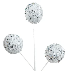 BALL SPRAY 26″X3.5X3 WHITE/SILVER SEQUINS