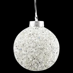 BALL WHITE/ SILVER 100MM GLITTER & BEADS