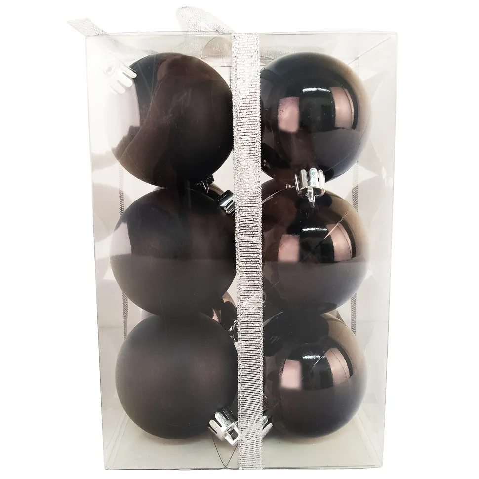 BALLS BOXED 12PC 60MM BLACK SHINY/ MATT