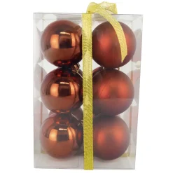 BALLS BOXED 12PC 60MM BURGUNDY SHINY/ MATT