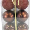 BALLS BOXED 6PC 80MM CHOCOLATE SHINY/ MATT