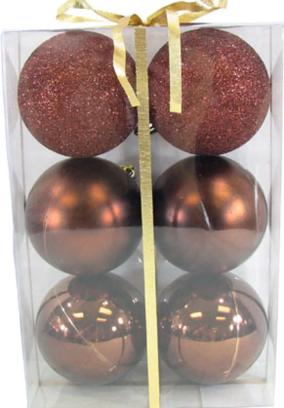 BALLS BOXED 6PC 80MM CHOCOLATE SHINY/ MATT
