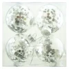 BALLS BOXED 4PC 80MM CLEAR W/SILVER SEQUIN