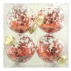 BALLS BOXED 4PC 80MM CLEAR W/ RED SEQUIN