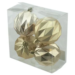 BALLS BOXED 4PC 80MM GOLD MATT/SHINY DIAMON CUT
