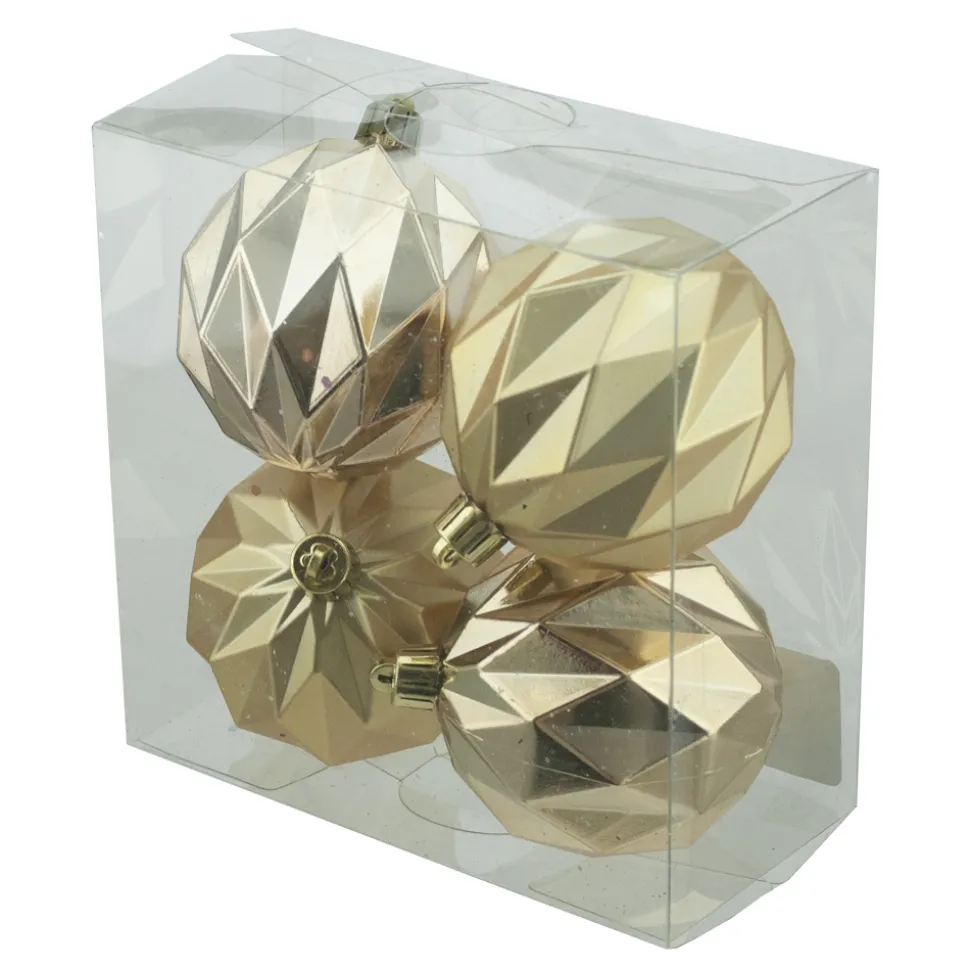 BALLS BOXED 4PC 80MM GOLD MATT/SHINY DIAMON CUT