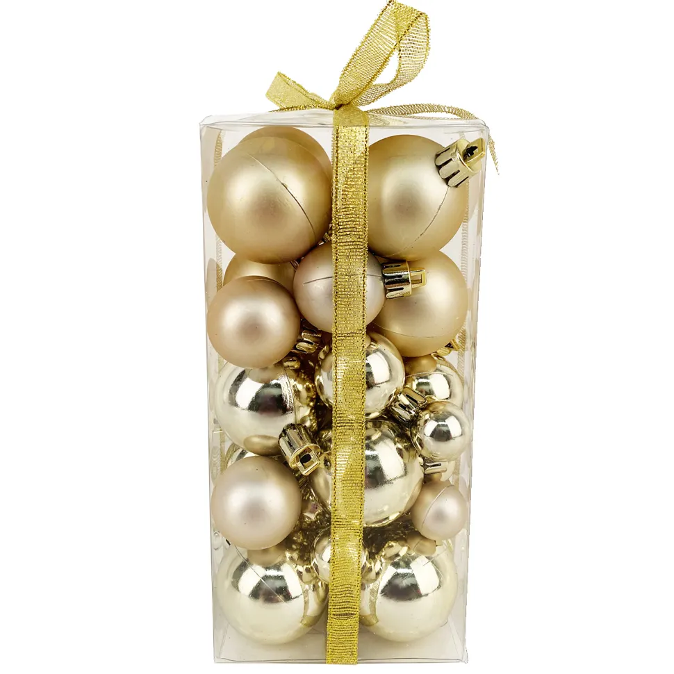 BALLS BOXED 36PC 20/30/40MM GOLD SHINY/ MATT