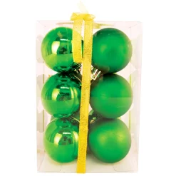 BALLS BOXED 12PC 60MM GREEN SHINY /MATT