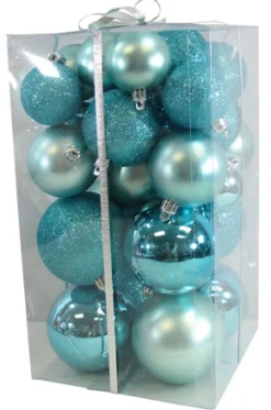 BALLS BOXED 27PC 50/60/80MM ICE BLUE SHINY/ MATT