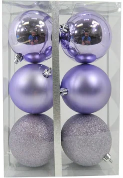 BALLS BOXED 6PC 80MM LILAC SHINY/ MATT