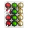 BALLS BOXED 12PC 60MM MATT RED/GREEN/GOLD