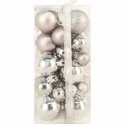 BALLS BOXED 36PC 20/30/40MM PEWTER SHINY/ MATT