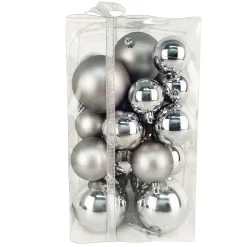 BALLS BOXED 27PC 50/60/80MM PEWTER SHINY/ MATT