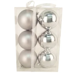 BALLS BOXED 6PC 80MM PEWTER SHINY/ MATT