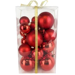 BALLS BOXED 27PC 50/60/80MM RED SHINY/ MATT