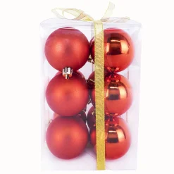 BALLS BOXED 12PC 60MM RED SHINY/ MATT