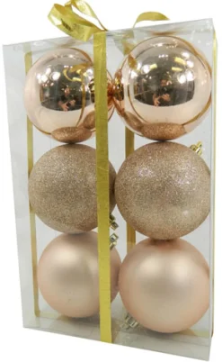 BALLS BOXED 6PC 80MM ROSE GOLD SHINY/ MATT