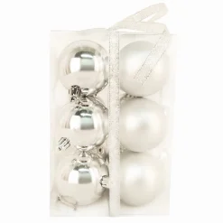 BALLS BOXED 12PC 60MM SILVER SHINY/ MATT