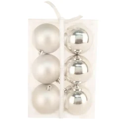 BALLS BOXED 6PC 80MM SILVER SHINY/ MATT